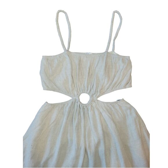 NWT The Salt Haus Mabel The Nina Cut Out Linen Blend Dress Beige M - Picture 5 of 12